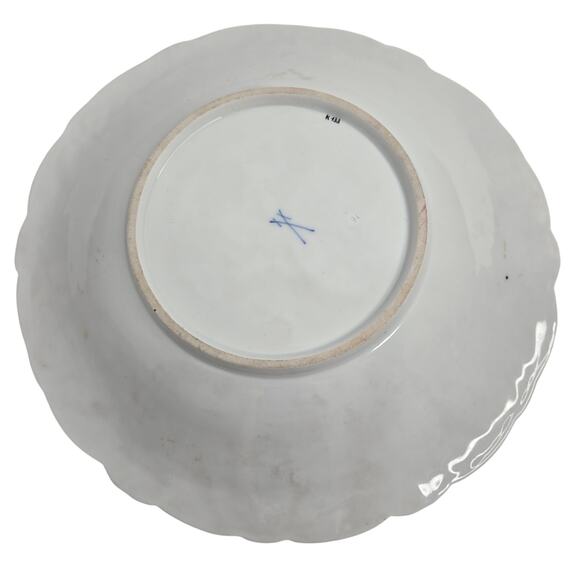 Vintage Meissen Porcelain Bowl Rococco Leaf Purple Gold Relief Luster Floral - Picture 4 of 11